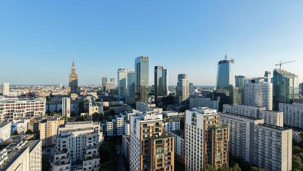 Widok na wieżowce, Warszawa Centrum