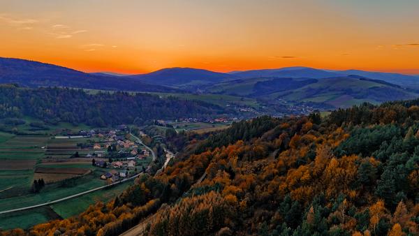 Zachód słońca nad Kątami - Beskid Niski